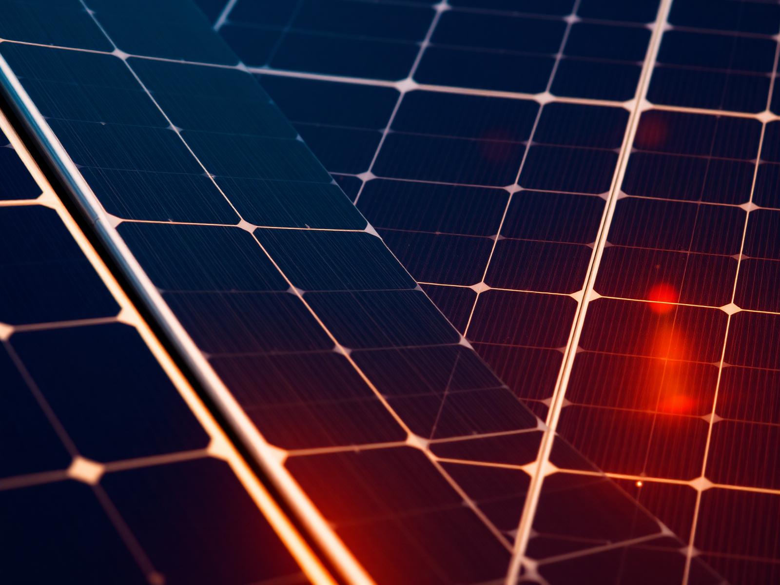 Solar panels at golden hour